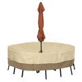 Classic Accessories Round Table & Chair Set Cover With Umbrella Hole - Medium, Brown CL57478